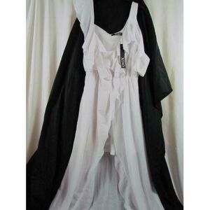 NWT XOXO Womens White Ruffled Short Sleeve Maxi Wrap Dress Juniors M